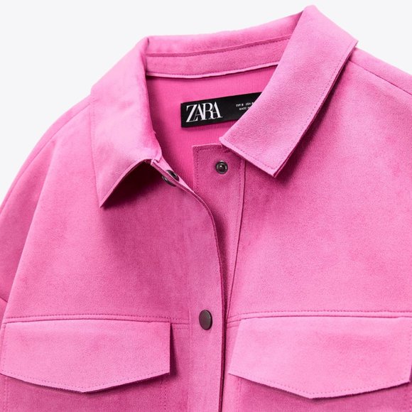 ZARA PINK FAUX SUEDE OVERSHIRT JACKET - Picture 3 of 11